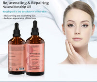 intelligent cosmetics Rosehip Oil 100% Cold Pressed Pure Certified Organic Oil 100ml Best Known Facial Oil with Vitamin E, Vitamin C, B-carotene and a Form of Vitamin A