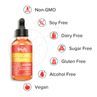 Liposomal Vitamin C 2000 mg Liquid Supplement, Maximum Absorption, High Strength Vegan VIT C, Ascorbic Acid, Non-GMO, Gluten Free, Soy-Free