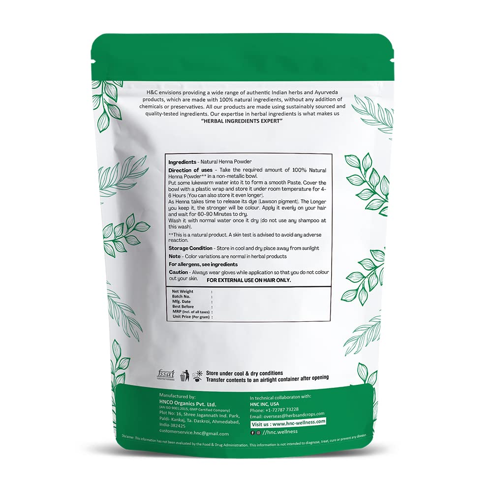 H&C HERBAL INGREDIENTS EXPERT H&C 100% Pure Natural Henna Powder (Lawsonia Inermis) 227 Gms (1/2 Lb) For Hair…