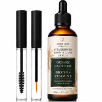 Prolixir Organic Castor Oil for lashes & Brows, Cold Pressed Lash & Brow Growth, Repair & Conditioning Oil with Vitamin E, Precision Applicators, For Fuller Looking Lashes, Brows, Hair & Nails, 60ml