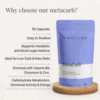 INNOPURE MetaCarb® Metabolic & Blood Sugar Balance Support – with White Kidney Bean, Chromium Picolinate, Zinc, Vitamin C & B6 – UK Made, 90 Vegan Capsules