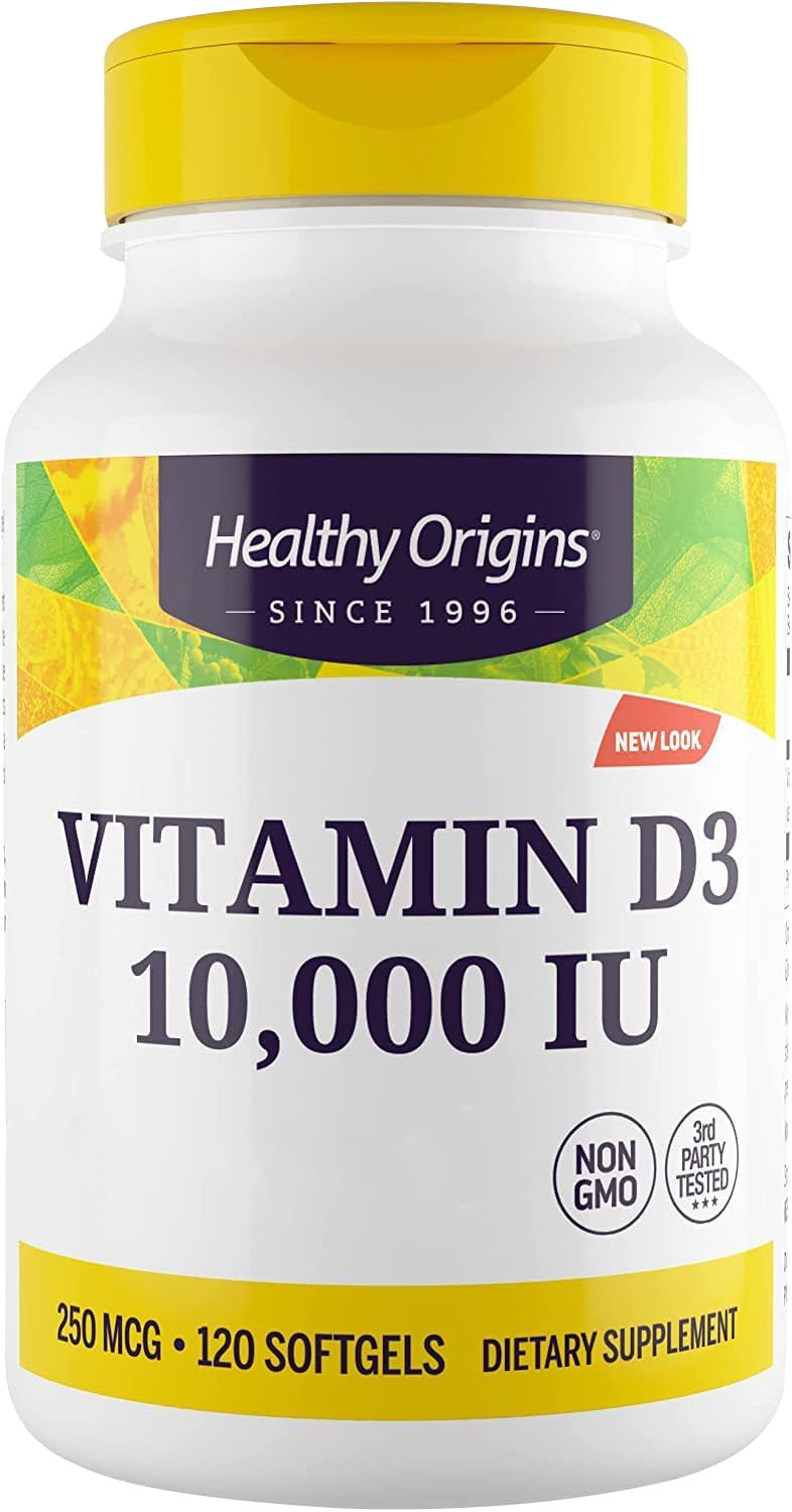 Healthy Origins, Depot Vitamin D3 250mcg (10,000 IU), Depot, 1 Capsule Every 10 Days, 120 Softgels, Highly Dosed, Lab-Tested, Soy Free, Gluten Free, Non GMO