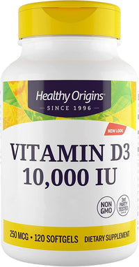 Healthy Origins, Depot Vitamin D3 250mcg (10,000 IU), Depot, 1 Capsule Every 10 Days, 120 Softgels, Highly Dosed, Lab-Tested, Soy Free, Gluten Free, Non GMO