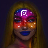 Go Ho Neon Orange Body Paint Washable(2.37oz,70ml),Glow UV Blacklight Face Paint,Water Based Neon Fluorescent Orange Face Paint for SFX Cosplay Costumes Festivals Halloween Makeup