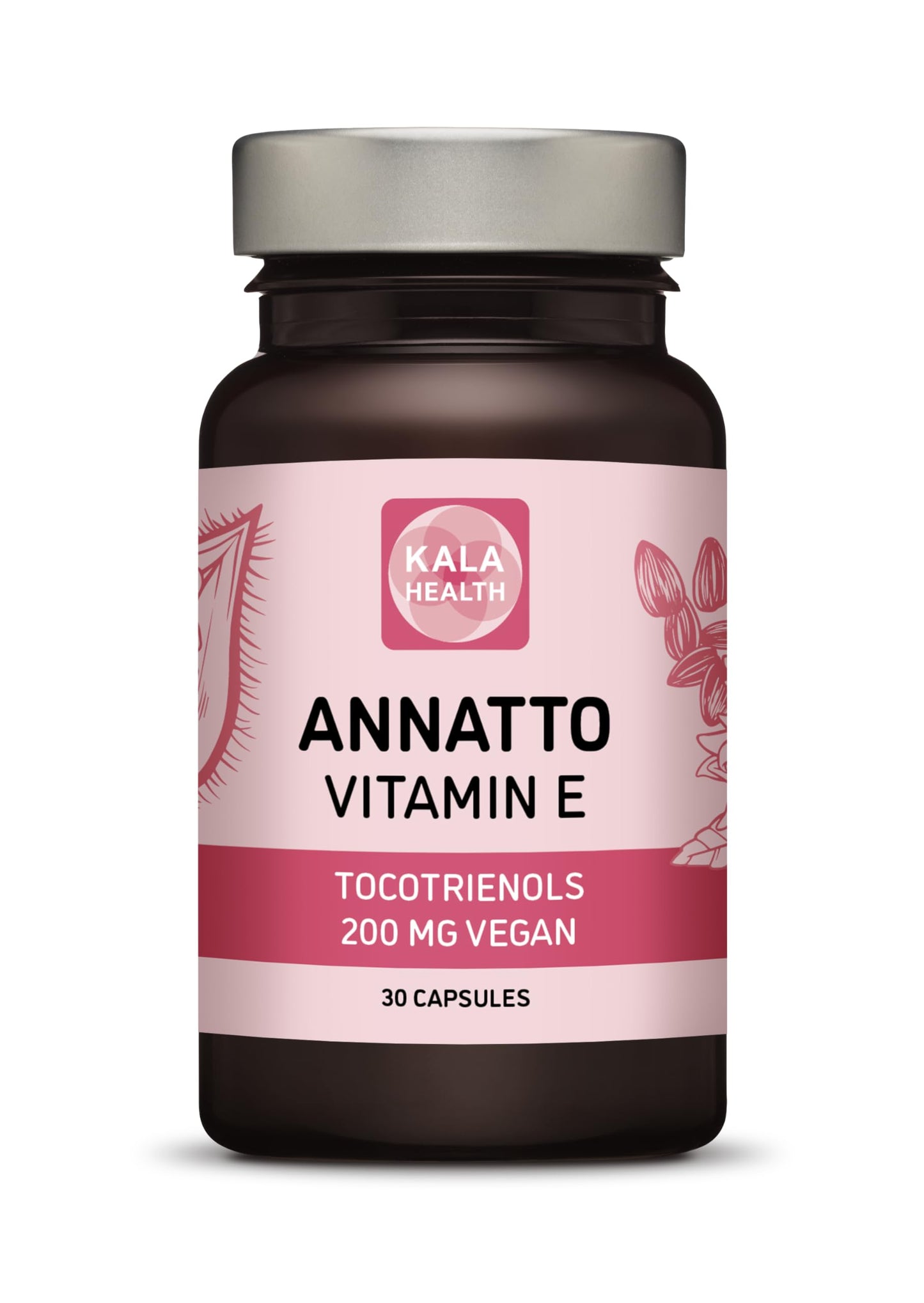 Annatto Tocotrienols Vegan Kala Health Vitamin E Supplements, Tocopherol Free, Eannatto Capsules Without PAH's and contaminants - Improved from Deltagold - 200mg - Non-GMO & Antioxidant (30)
