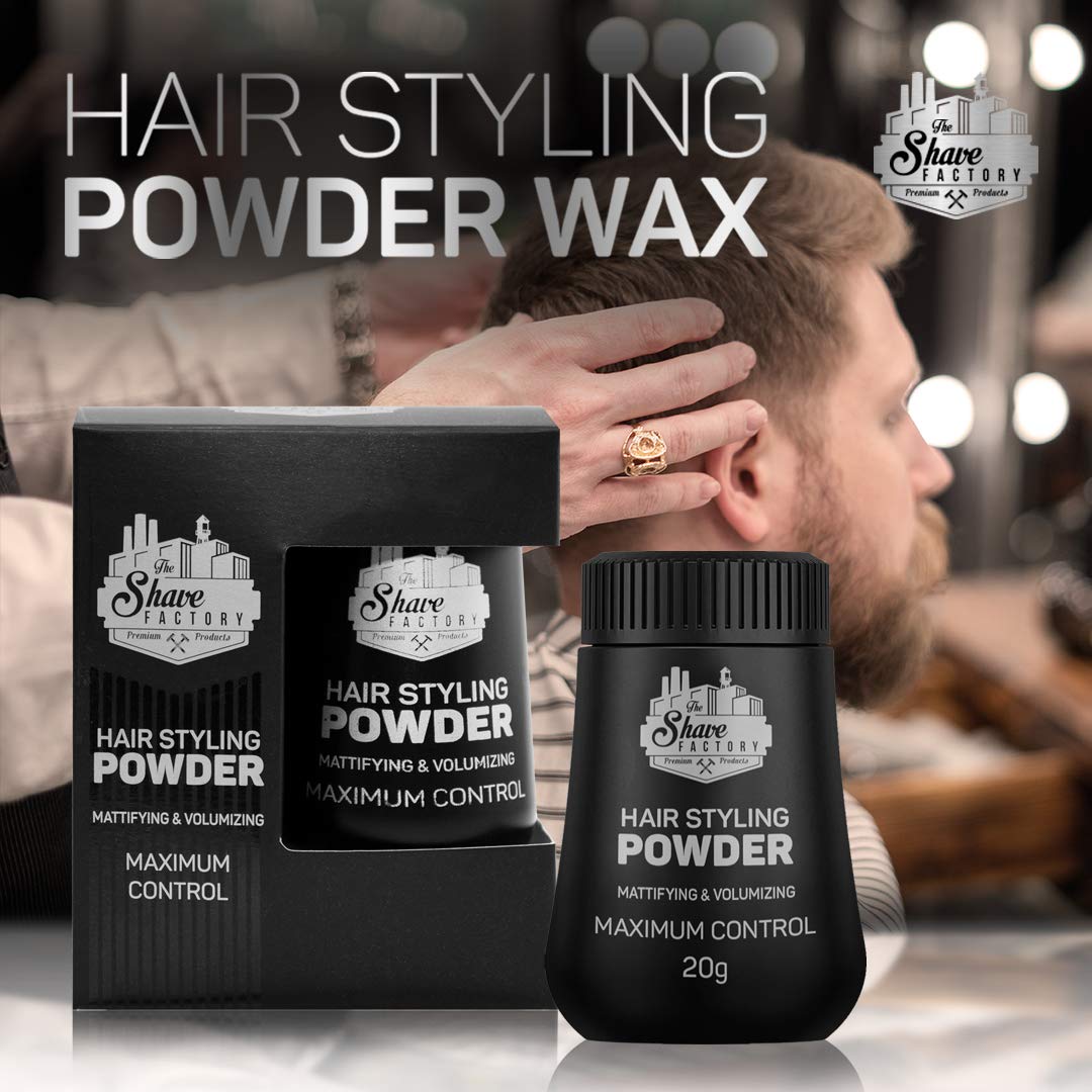 The Shave Factory Hair Styling Powder 20g Styling Powder Wax, BLACK