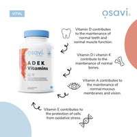 OSAVI Osavi ADEK Vitamins – 60 Softgels | Supports Immunity, Bones & Skin | Natural Beta–Carotene, D3, E & K2 for Immune Defense, Strong Bones, Healthy Skin, Vision & Muscle Function