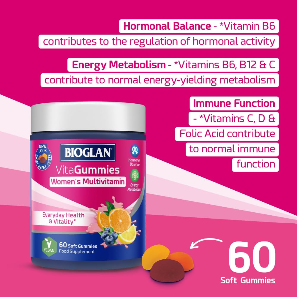 Bioglan Vitagummies Womens | Vitamin C | Vitamin D | Vitamin E | Niacin | Folic Acid | Zinc | 60 Gummies