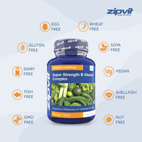 Super Strength B Vitamin Complex, 120 Vegan Tablets. 4 Months Supply. Vitamin B1, B2, B3, B5, B6, B12, Biotin, Choline. Supports Focus, Mental Performance, and Energy. UK Supplier.