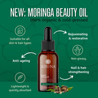 Aduna Moringa Oil 100% Organic 100ml | Unrefined Cold-Pressed Body, Hair & Face Oil | Best for Fine Lines and Moisturising | Antioxidants