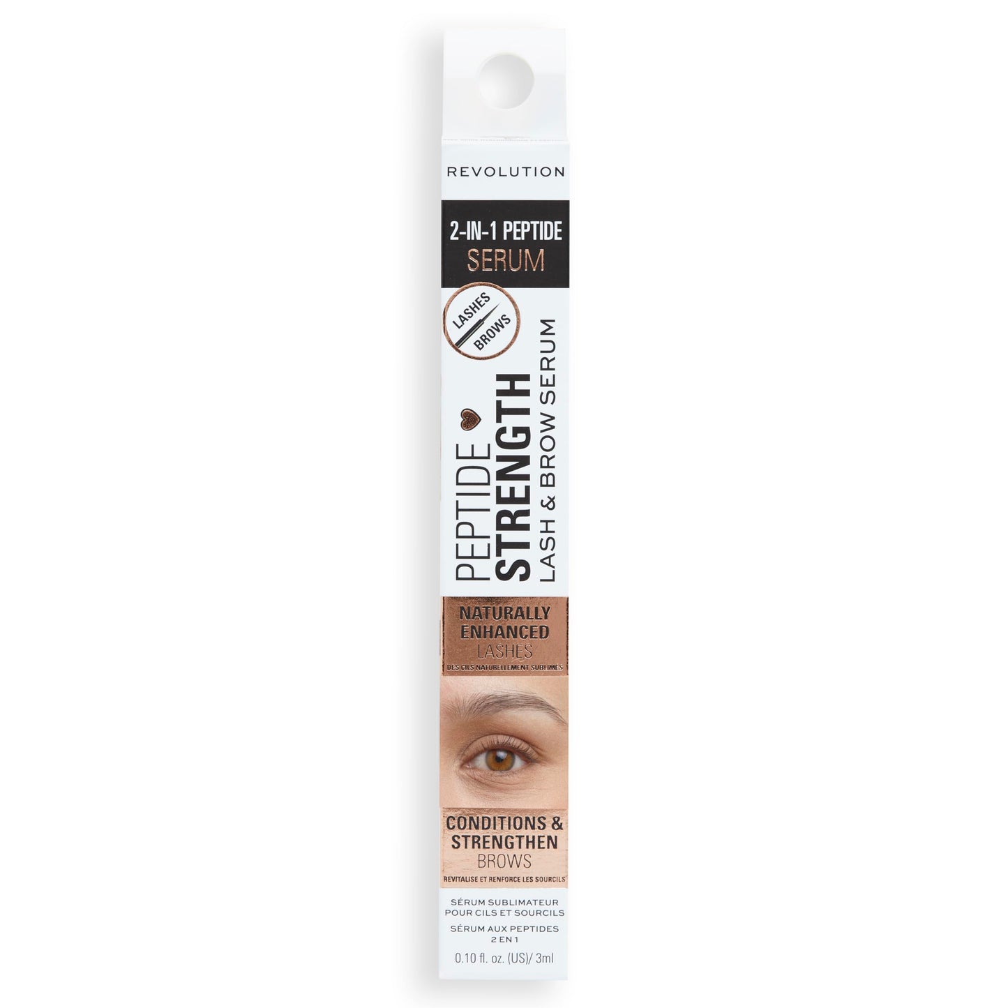 Makeup Revolution, Peptide Strength Lash & Brow Serum, 2-in-1 Serum for Longer & Fuller Looking Lashes & Brows, Vegan & Cruelty Free, 3ml