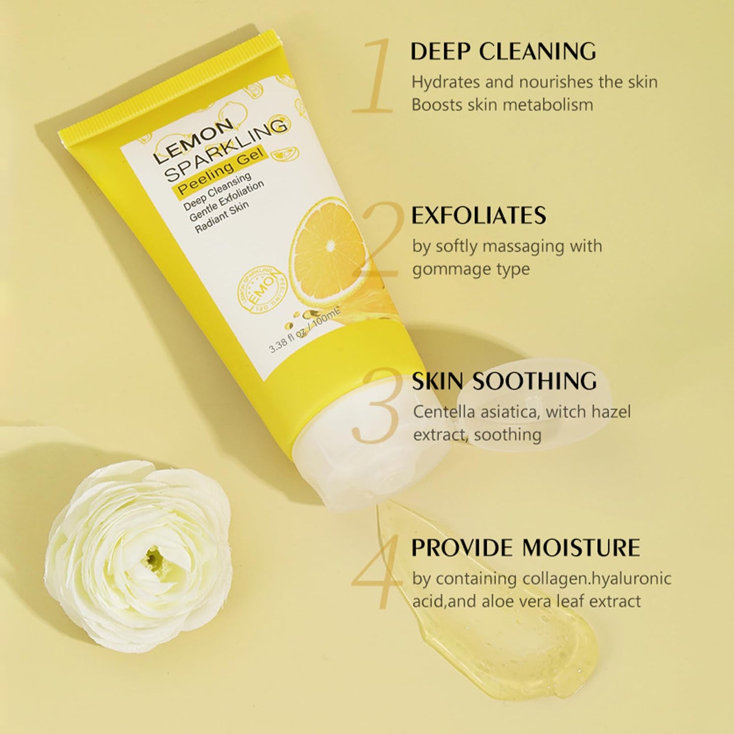 Facial Exfoliator, Vitamin C Exfoliating Gel, Lemon Peeling Gel Removes Dead Skin, Moisturizing Facial Scrubs Anti Pigmentation for All Body Parts
