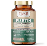 Time Health Fisetin - Ultra Pure - 100mg - 120 Capsules - Anti-Ageing - Autophagy - Senolytic - GMP Standards - UK Made - Vegan - 120 Capsules