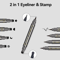 4Pcs Erinde Double-headed Liquid Eyeliner Stamp Pen Set, Eye Liners for Women, Eyeliner Pencil Black Eye Liner Stencil, Eyeliner Tattoo Tool, Eyeliner Stamp Shapes Star, Heart