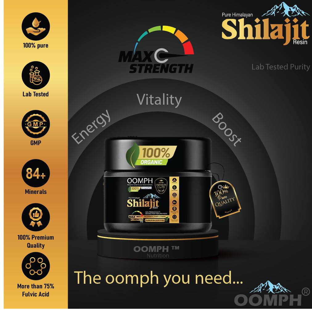 OOMPH Pure Shilajit Resin – Himalayan Gold Grade, 50g – High Strength Natural Mineral Supplement with Fulvic Acid – Vegan, Lab Tested, Authentic Resin for Energy, Immunity & Vitality