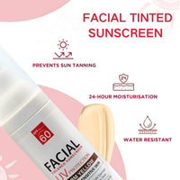 ISBEAUSOLS Tinted Sunscreen Spf 60 UV Protection - Face Sun Cream Spf 60 - Spf 60 Face Moisturiser - Sun Cream for Women - Refreshingly Non - Sticky Moisturization - Sunscreen for Even Skin Tone