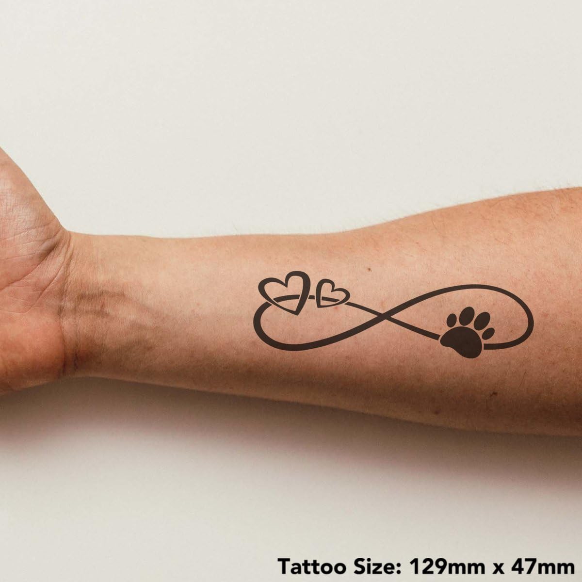Azeeda 'Infinity Hearts & Paw' Temporary Tattoo - Water Resistant, Skin-Safe, Non-Toxic Transfer (TO00046462)