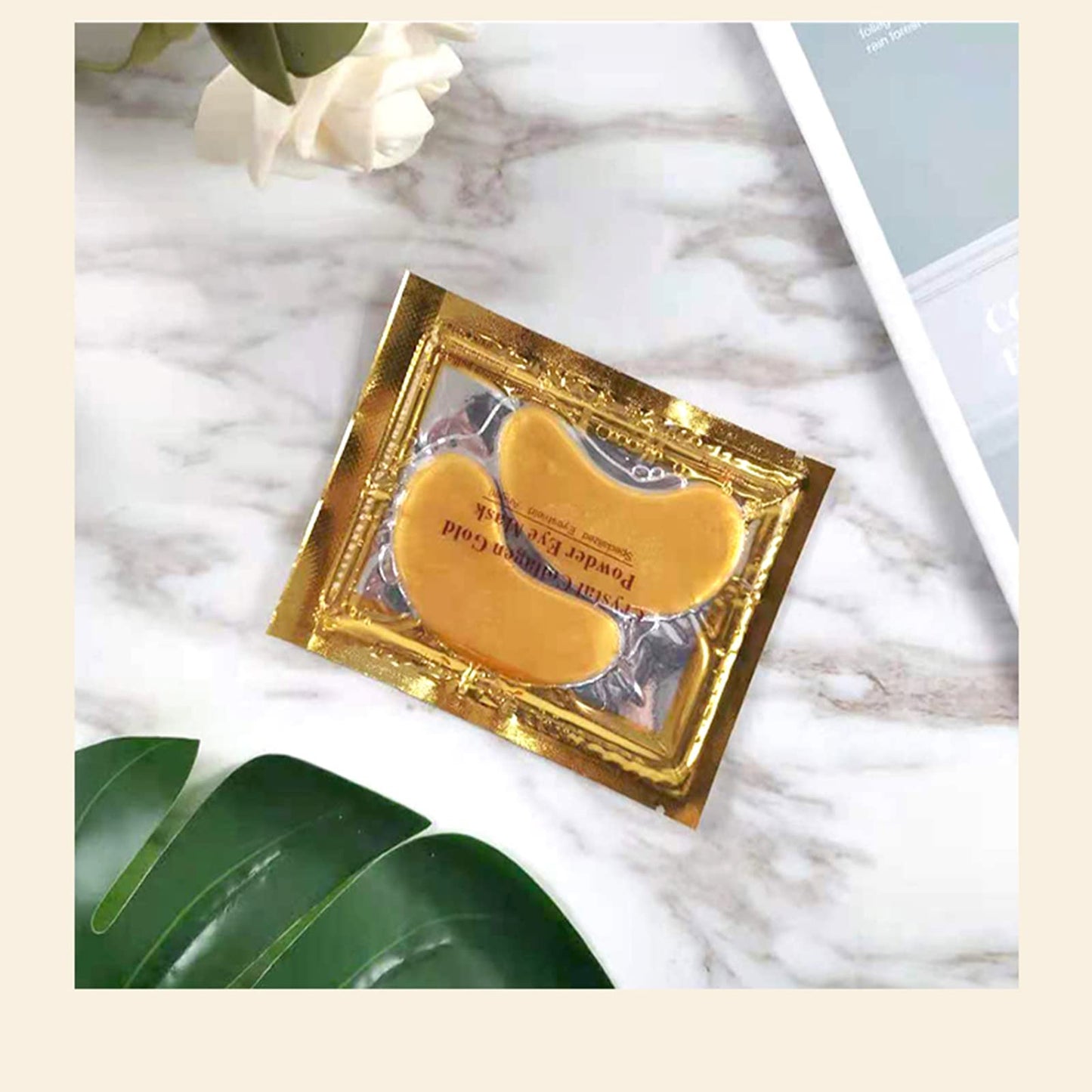 24K Gold Under Eye Treatment Masks, Jiasoval 20 Pairs Natural Gel Collagen Under Eye Patches, Eye Mask for Dark Circles, Remove Eye Bags & Puffy Eyes, Anti-Wrinkle, Hydrating, Soothing