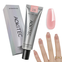 Aokitec HEMA Free Nude Pink Poly Nail Gel - 60g Poly Gel for Natural-Looking Nail Extension & Strengthen 3D Molding French Manicure Builder Overlays Gel Nail Art Home DIY Salon Use