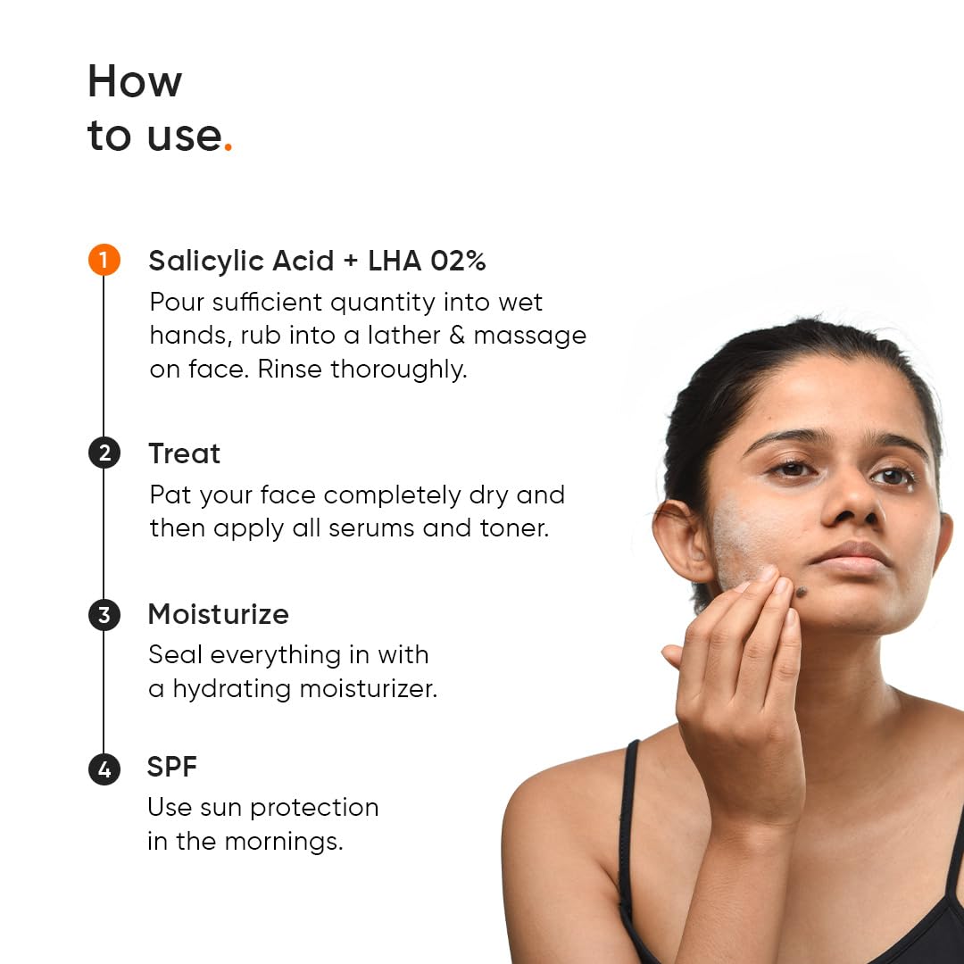Minimalist 2% Salicylic Acid Face Wash for Oily Skin | Sulphate free, Anti Acne Face Cleanser With LHA & Zinc For Acne or Pimples | Men & Women, 100 ml (Pack of 1)