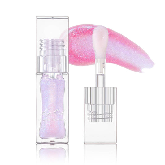 Allbestaye Color Changing Lip Oil, Warm Temperature Color Changing Moisturizing Lip Gloss Lip Oil Moisturizing Lip Oil, Rich Gloss Long Lasting Moisture, Big Brush Color Changing Lip Oil
