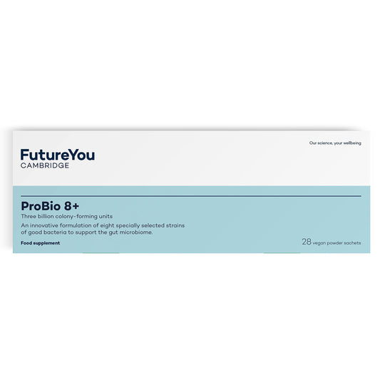 FutureYou ProBio 8+ (28 Powder Sachets) Probiotics for Gut Health, Probiotics for Women and Men, Gut Health Supplements with Lactobacillus Acidophilus W22 - Genuine FutureYou Cambridge Supplements