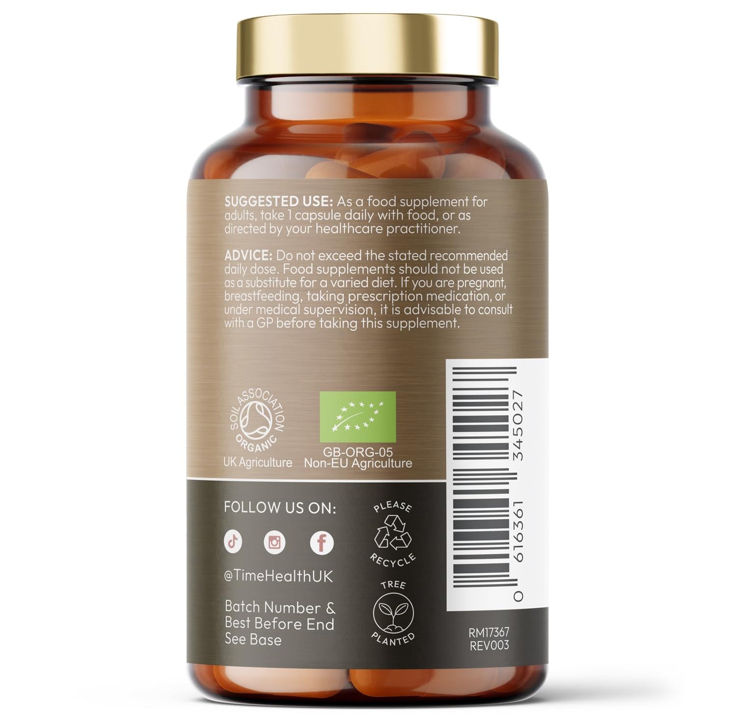 Time Health Iodine - Organic Scottish Sea Kelp - PureSea® Natural - UK Made - Zero Additives - Vegan - 120 Capsules