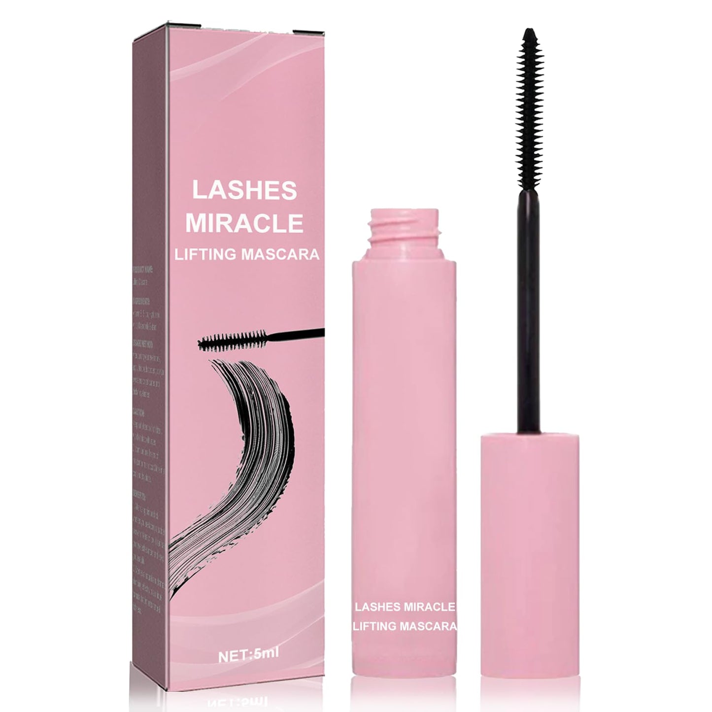 AmiCera Tubing Mascara, Waterproof Mascara Black Sky High, Thrive Lifting Long Lashes, No Clumping Smudge Proof, Long Lasting Eyelash Makeup for Women Girls, Natural Curl Looking, Sensitive Eyes, Pink