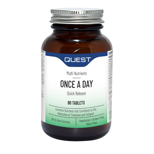 Quest - 90x Once A Day Multivitamins and Minerals Supplements. Daily Vitamins for Men & Women to Support and Boost Overall Well Being. Vitamins C, D, B, Iron, Magnesium, Zinc and More (1 Pack)