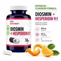 Hepatica Diosmin & Hesperidin 500mg | Diosmin 450mg & Hesperidin 50mg | Bioflavonoid Complex | 60 Vegan Capsules | 2-Month Supply | 3rd Party Lab Tested
