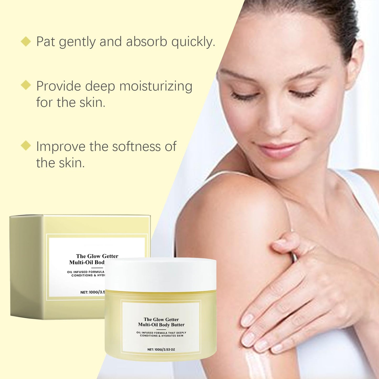 Lomeya Whipped Multi-Oil Body Butter - Skin Tightening, Shea Butter Lotion, Moisturiser, Smooth & Plump, Vanilla Scent - For Women, Glow Getter