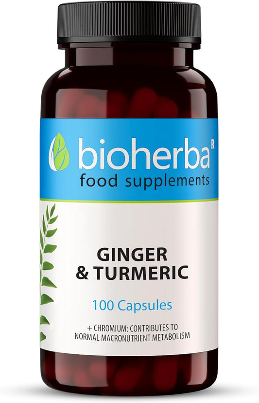 BIOHERBA 200 Ginger and Turmeric Capsules High Strength Curcumin Anti Inflammatory Suitable for Energy & Metabolism - Immune Health Supplements - Enhances Defense System