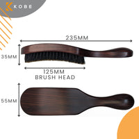Kobe Professional Men's Dark Wood Club Brush - Men’s Boar Bristle Hair Brush/Beard Brush - Wooden Bristle Brush for Men & Women (Errol)