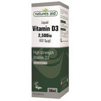 natures aid Natures Aid Vegan Vitamin D3/Cholecalciferol Liquid, 2500iu, Dropper Included, 50 ml (Pack of 1)
