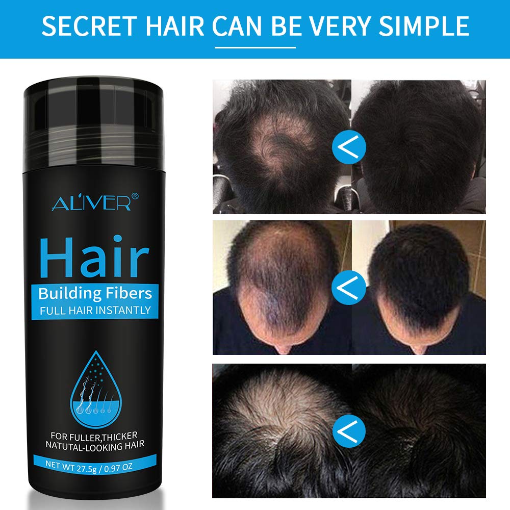 Professional Quality Hair Fibres, Hair Fibres Black for Thinning Hair, Completely Conceals Hair Loss in 15 Seconds, Undetectable & Natural, Hair Loss Product for Women and Men(Black)
