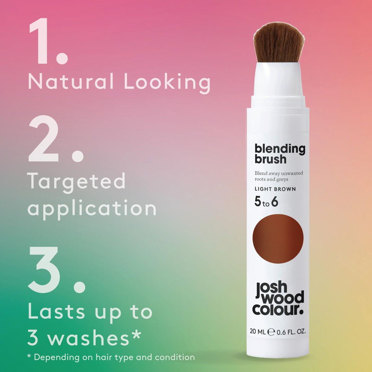 Josh Wood Colour Light Brown Blending Brush Duo Bundle Grey Root Touch Up to Cover Regrowth in between Colouring, Instant Coverage, Temporary, WASHES OUT, Vegan, 2 Tubes