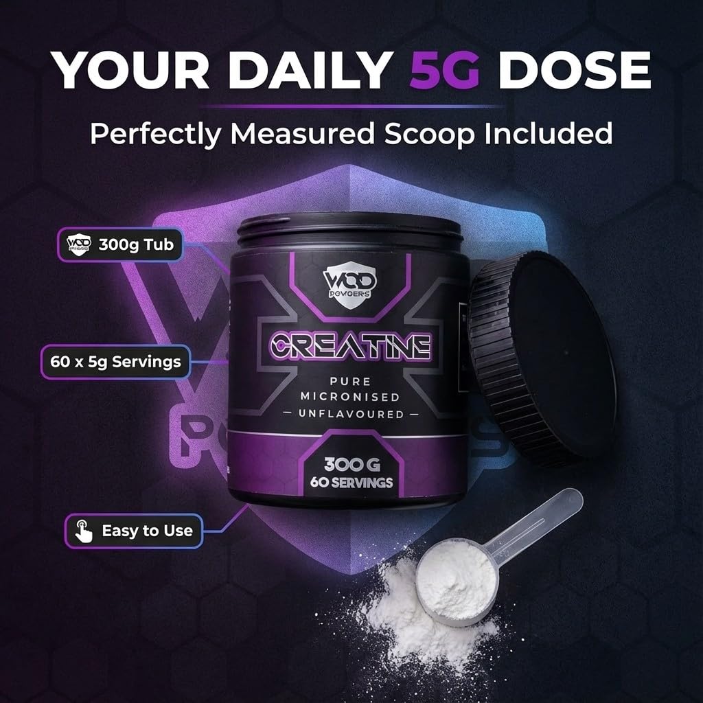 Hellenia Creatine Monohydrate Powder 300g – Micronised Creatine | Proven to Improve Physical Performance and Recovery | Suitable for Vegans, Unflavoured, Scoop Included - Made in The UK by WOD Powders