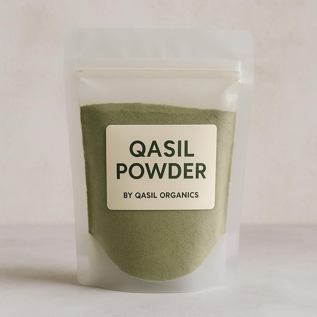 Organic Qasil Powder Natural Somali Face and Hair Cleanser for All Skin Types, Brightening, Exfoliating, Hydrating, and Detoxifying by Qasil Organics (150g)
