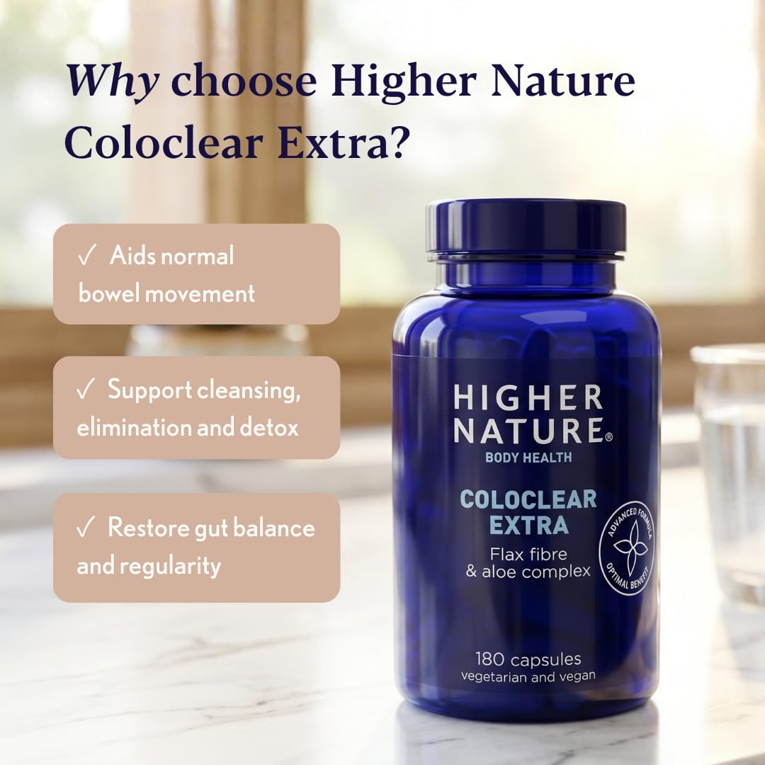 HIGHER NATURE Higher Nature ColoClear Extra - Flax Fibre & Aloe Complex - 180 Capsules