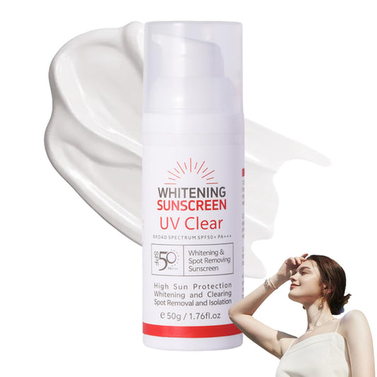 Cureluxe Whitening & Spot Removing Sunscreen SPF50+ Face Moisturiser,Light Texture,Non-greasy Sun Cream, Protects & Hydrates Skin for Sun Protection,Water Resistant Factor 50 Cream for Face care,50g