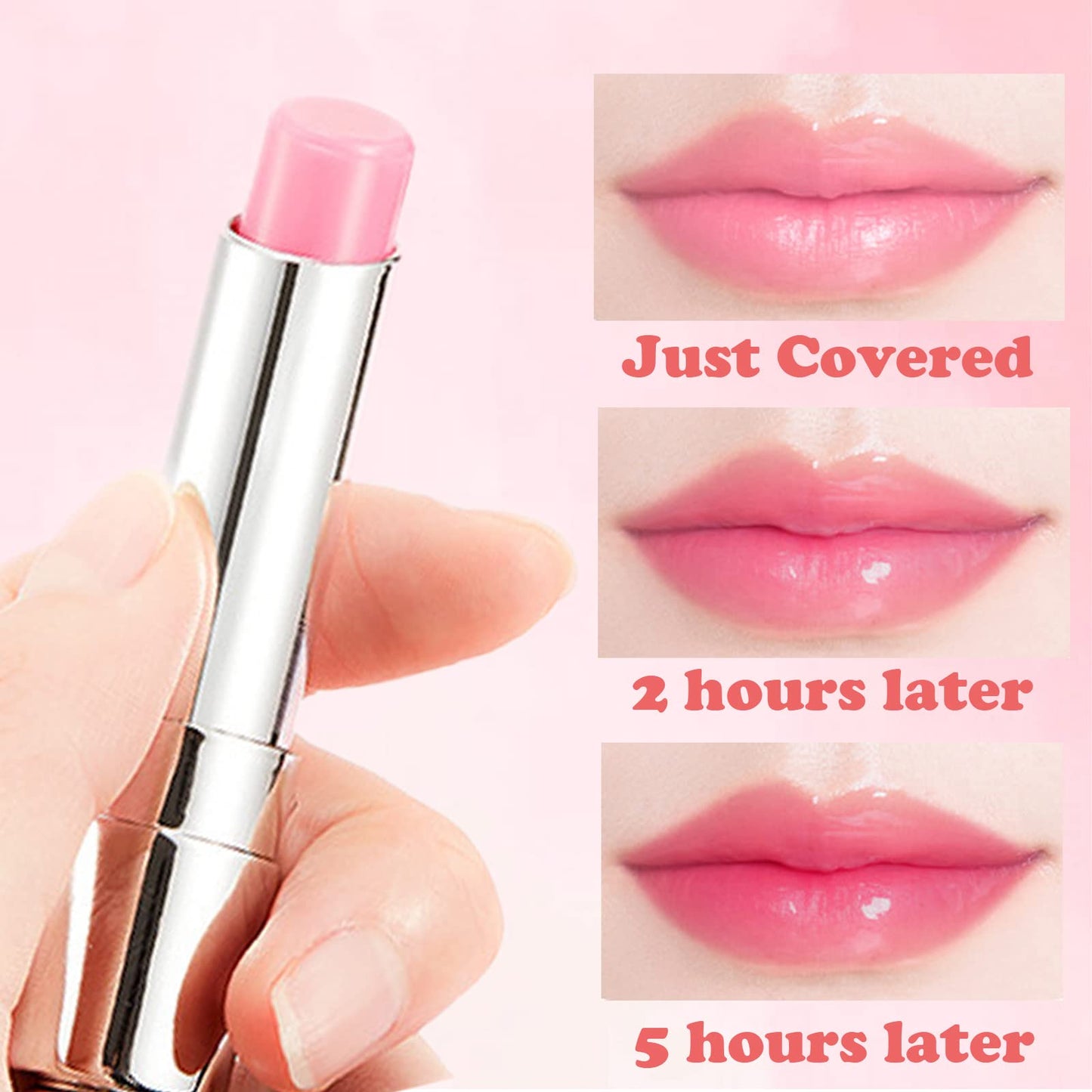 GEEWHILE Tinted Lip Balm Lip Oil Lip Gloss Colour Changing Lip Balm, 2 Pcs Moisturising Lip Care With Natural Oils,Long lasting Moisturizing Non Stick Pink Lip Balm for Lip Repair