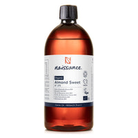 Naissance Certified Organic Sweet Almond Oil (no. 215) 100ml – for Skin, Hair, Massage, Nails, Ears, Face, Body, Stretch Marks, Aromatherapy - Cold Pressed