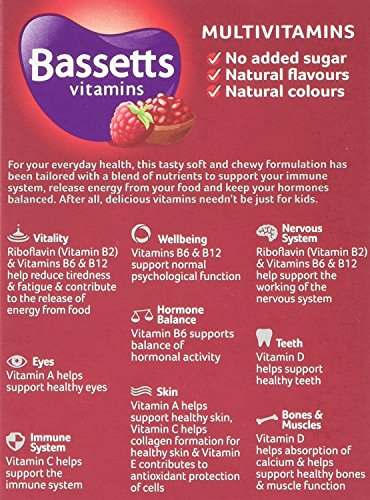 Bassetts Vitamins Bassetts Adults Raspberry and Pomegranate Flavour Soft and Chewy Multivitamins - Pack of 5, Total 150 Pastilles