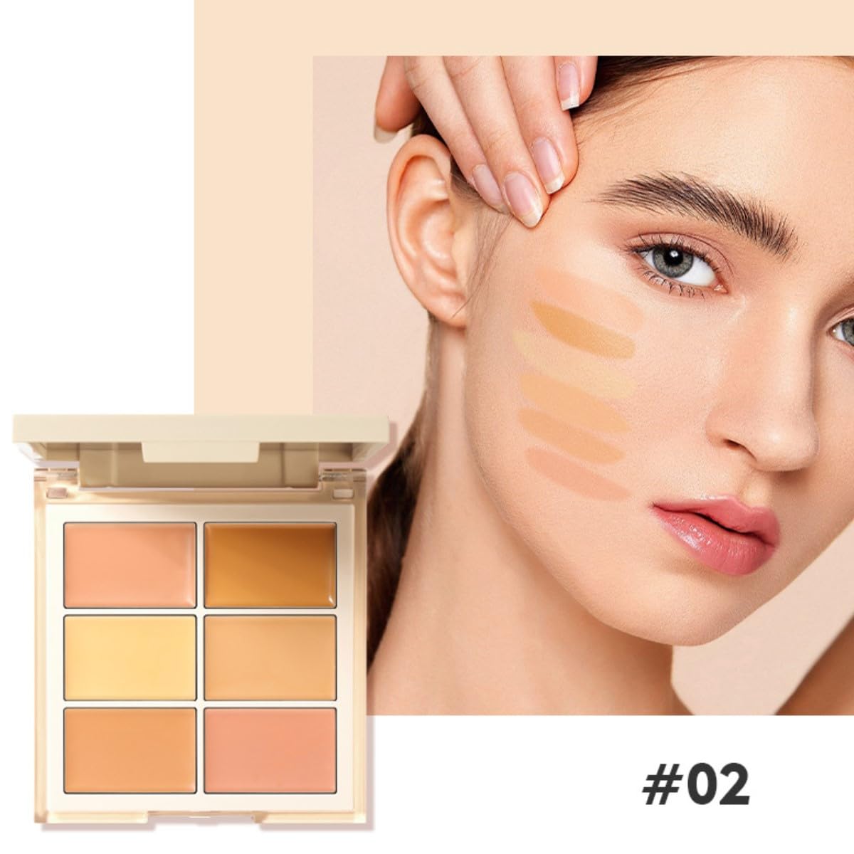 KARLOR 6-in-1 Concealer Palette, Conceal Foundation Cream Concealer Make Up Concealer Anti Age Dark Circles and Blemish Concealer Contour Palette For neutral skin tones(02#)