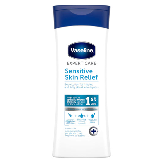 Vaseline Expert Care Sensitive Skin Relief Dermatologically Tested Moisturiser Body Lotion For Irritated and Itchy Skin Due to Dryness 400 ml