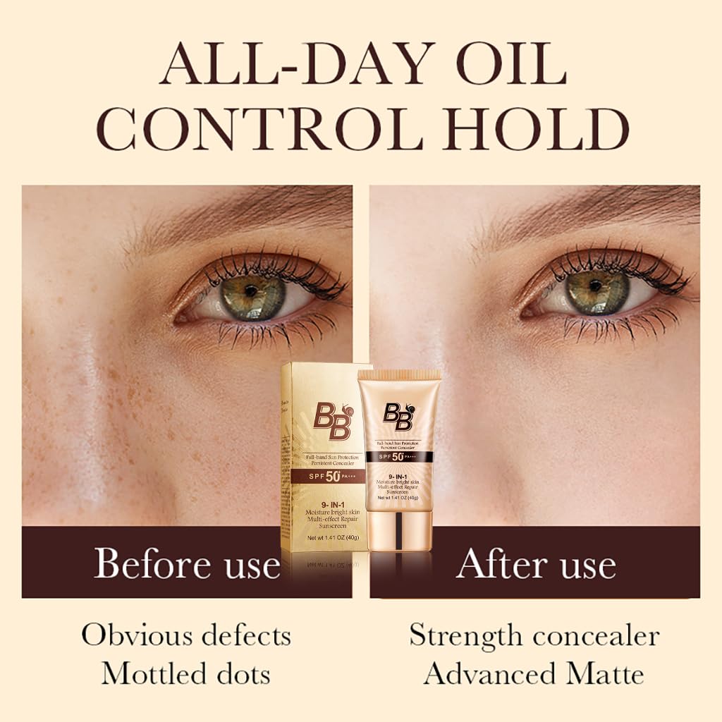 FPNNZ BB Cream SPF 50 face moisturiser – Snail Tinted Moisturiser with High Coverage, Hydrating Face Sun Cream for Women, Anti-Aging & Colour Correcting, Foundation for Mature skin 40g