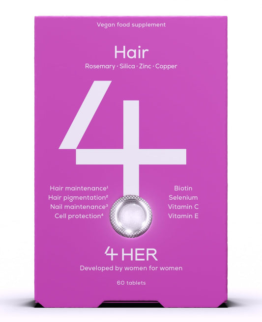 4 Her Hair supplements for women - 60 Vegan Tablets - Hair and Nails Vitamins for Women - Biotin, Rosemary, Selenium, Zinc, Copper and Millet Extract - for Hair and Nail Maintenance