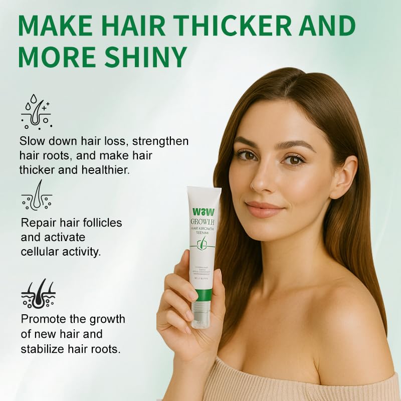 YIAE Herbal Hair Growth Serum with 3-Roller - Caffeine Complex for Thinning Hair, 30ml Lightweight - Gentle Sensitive Scalp