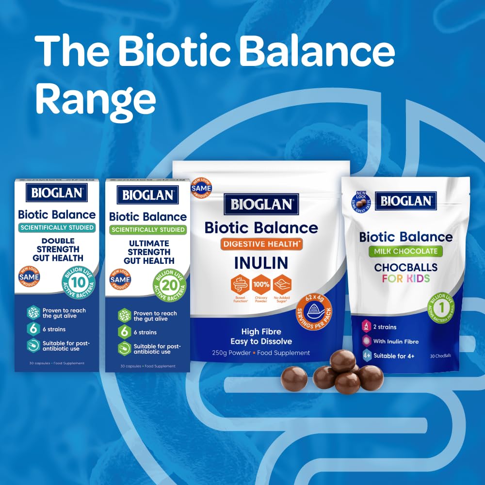 Bioglan Biotic Balance Daily Flora | 10 Billion | CFU | 6 Strains | Live Cultures | 30 Capsules
