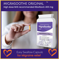 Premium Vitamin B2 Riboflavin 400mg per Capsule 120 Days Supply - Migrasoothe-B Pharma Manufacturing Standards UK Made Migraine Support, Stress, Tremors & Energy Vegan. NHS Recommended Vitamin B2 400